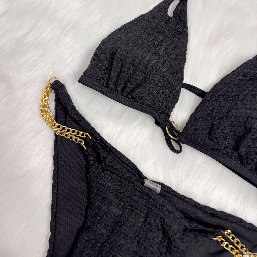 Kobine Women's Grunge Chain Halter Bikini Set