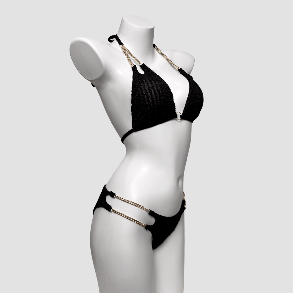 Kobine Women's Grunge Chain Halter Bikini Set