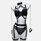 Kobine Women's Grunge Chain Ring Linked Choker Sexy Harness Lingerie Set
