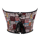 Kobine Women's Grunge Colourful Cat Embroidered Overbust Corset