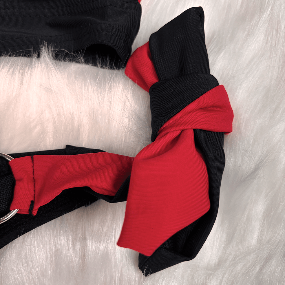 Kobine Women's Grunge Contrast Color Ring Tie Side Bikini Set