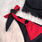 Kobine Women's Grunge Contrast Color Ring Tie Side Bikini Set