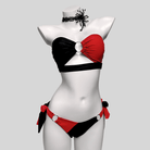 Kobine Women's Grunge Contrast Color Ring Tie Side Bikini Set
