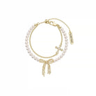 Kobine Women's Grunge Cross Bowknot Pearl Bracelet