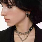 Kobine Women's Grunge Cross Earrings