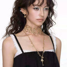 Kobine Women's Grunge Cross Heart Key Necklace