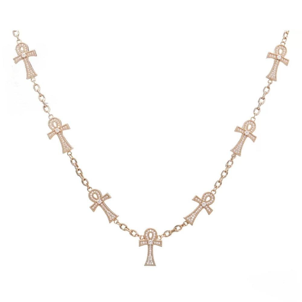 Kobine Women's Grunge Diamante Cross Chain Necklace