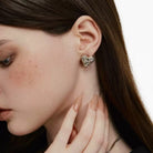Kobine Women's Grunge Diamante Heart Earrings
