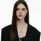 Kobine Women's Grunge Double-layered Diamante Heart Necklace