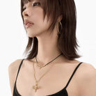 Kobine Women's Grunge Double-layered Star Cross Necklace