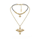 Kobine Women's Grunge Double-layered Star Cross Necklace