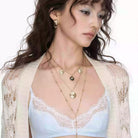 Kobine Women's Grunge Embossed Medallions Layered Necklace