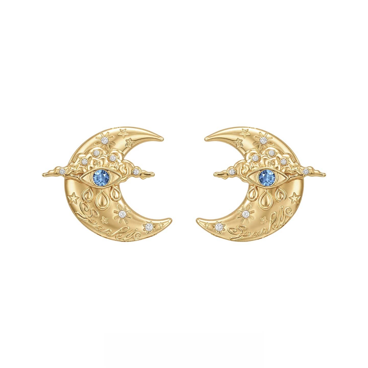 Kobine Women's Grunge Eye Crescent Earrings