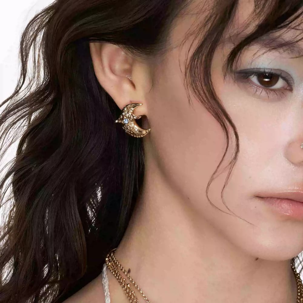 Kobine Women's Grunge Eye Crescent Earrings