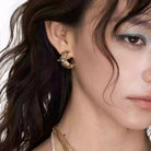 Kobine Women's Grunge Eye Crescent Earrings