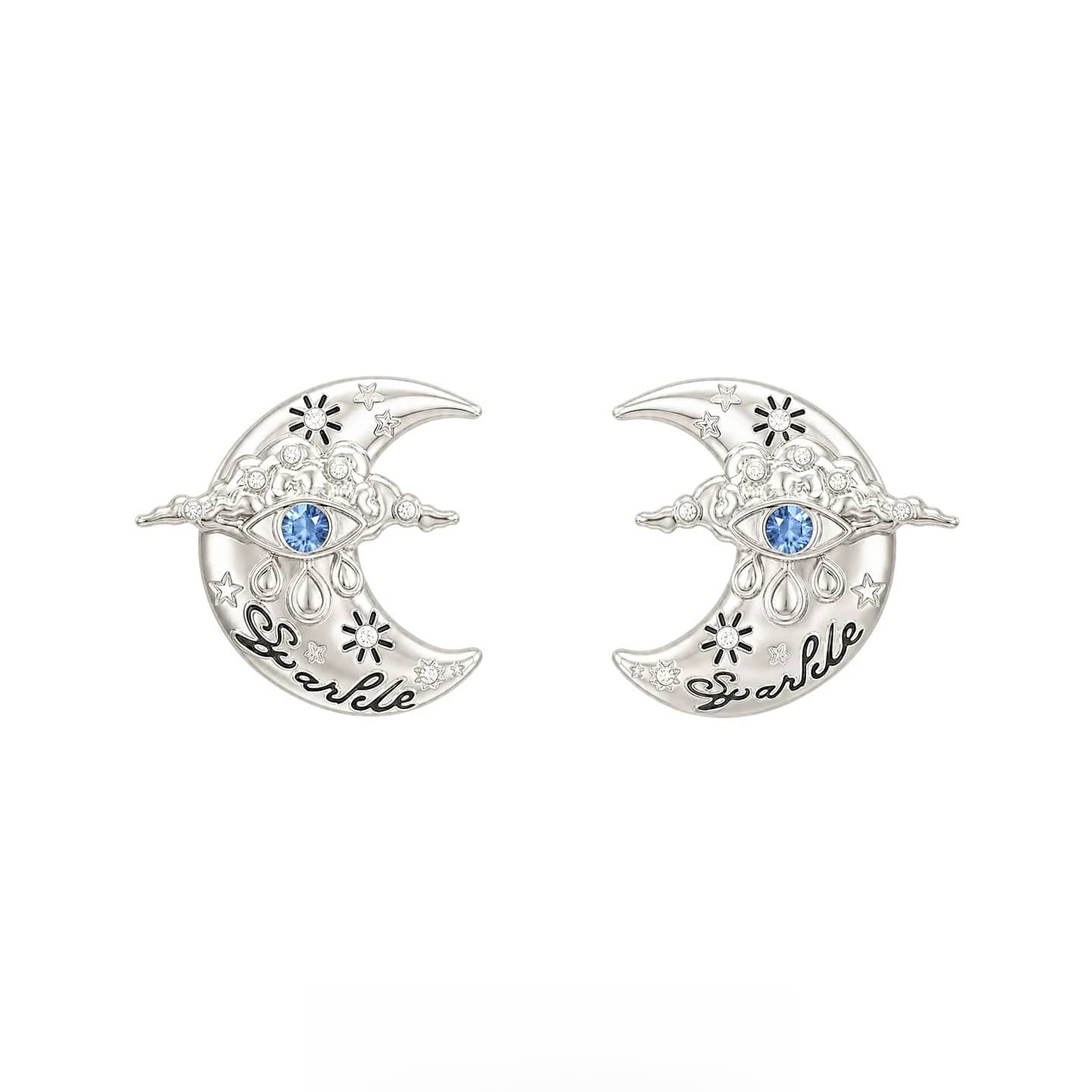 Kobine Women's Grunge Eye Crescent Earrings