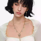 Kobine Women's Grunge Floral Butterfly Key Necklace