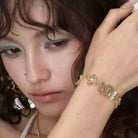 Kobine Women's Grunge Floral Key Crescent Bracelet