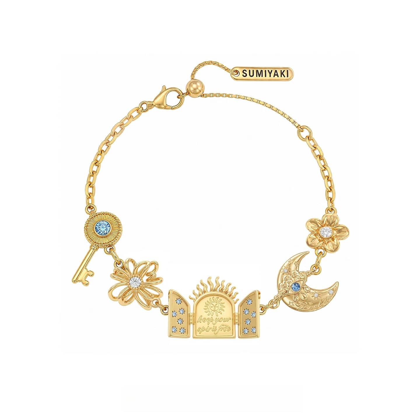 Kobine Women's Grunge Floral Key Crescent Bracelet