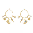 Kobine Women's Grunge Floral Key Crescent Earrings