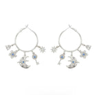 Kobine Women's Grunge Floral Key Crescent Earrings