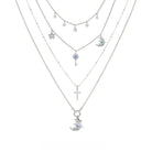 Kobine Women's Grunge Floral Key Crescent Layered Necklace