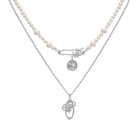 Kobine Women's Grunge Geometry Star Pearl Double Layer Necklace