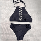 Kobine Women's Grunge Halter Cutout Two Piece Bikini Set