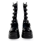 Kobine Women's Grunge Heart Buckles Layered Straps Platform Block Heel Boots