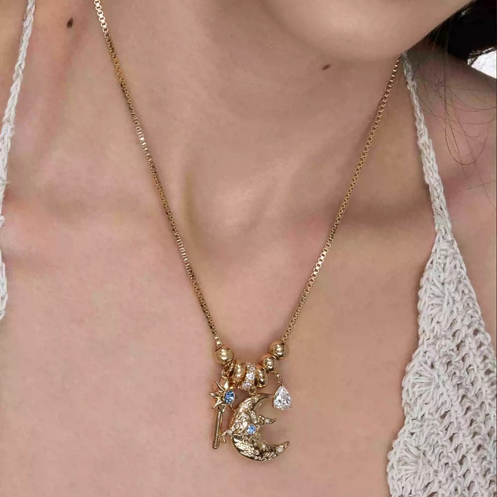 Kobine Women's Grunge Key Crescent Necklace