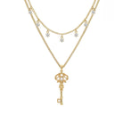 Kobine Women's Grunge Key Double Layer Necklace