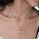 Kobine Women's Grunge Key Double Layer Necklace