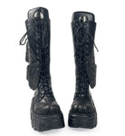 Kobine Women's Grunge Lace‑up Butterfly Wing Platform Chunky Sole Boots
