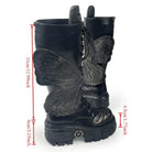 Kobine Women's Grunge Lace‑up Butterfly Wing Platform Chunky Sole Boots
