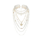 Kobine Women's Grunge Layered Pearl Heart Necklace