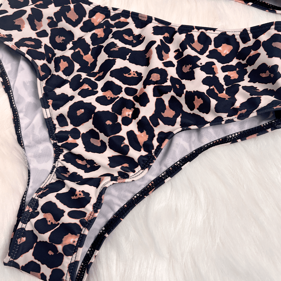 Kobine Women's Grunge Leopard Print Halter Bikini Set