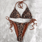 Kobine Women's Grunge Leopard Print Halter Side Tie Bikini Set