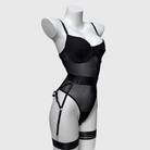 Kobine Women's Grunge Mesh Sheer Sexy One-piece Lingerie Set with Gloves