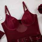 Kobine Women's Grunge Mesh Sheer Sexy One-piece Lingerie Set with Gloves