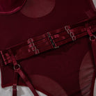 Kobine Women's Grunge Mesh Sheer Sexy One-piece Lingerie Set with Gloves