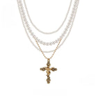 Kobine Women's Grunge Multi-layer Angel Cross Necklace