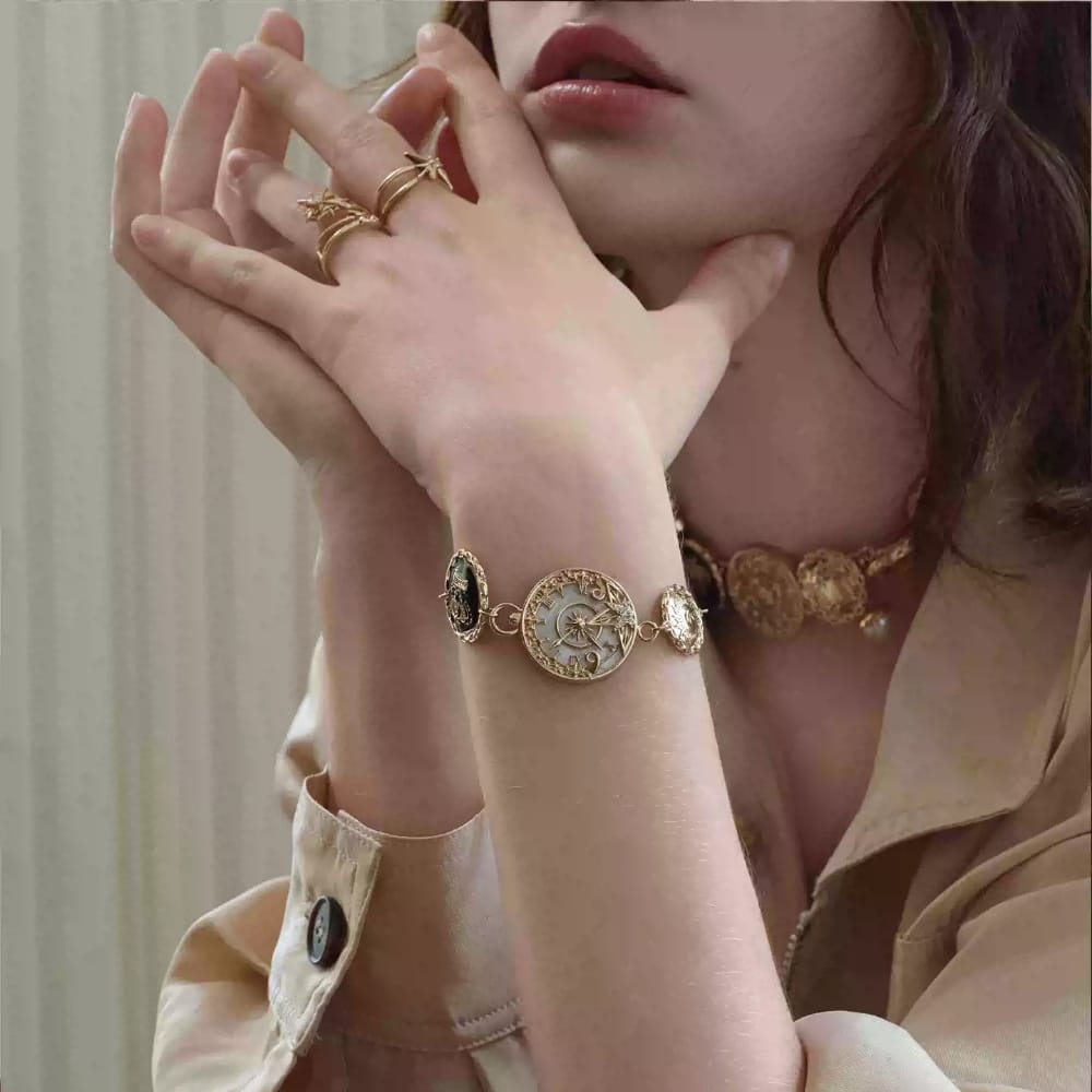 Kobine Women's Grunge Multiple Embossed Medallions Bracelet