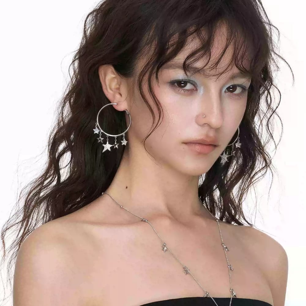 Kobine Women's Grunge Multiple Stars Earrings