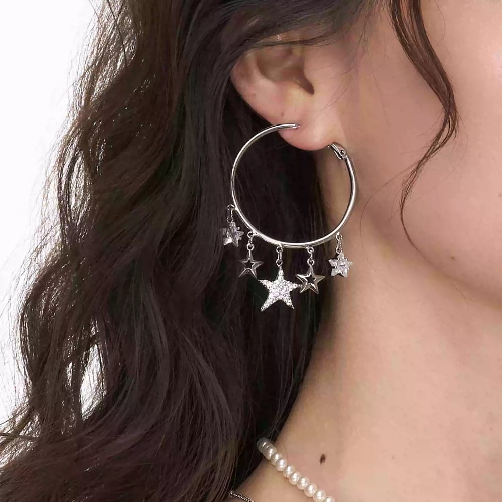 Kobine Women's Grunge Multiple Stars Earrings