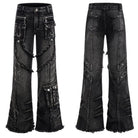 Kobine Women's Grunge Raw Edge Flare Jeans