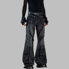 Kobine Women's Grunge Raw Edge Flare Jeans