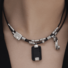 Kobine Women's Grunge Rectangled Beaded Layered Necklace