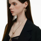 Kobine Women's Grunge Retro Angel Cross Earrings