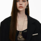 Kobine Women's Grunge Retro Angel Cross Earrings