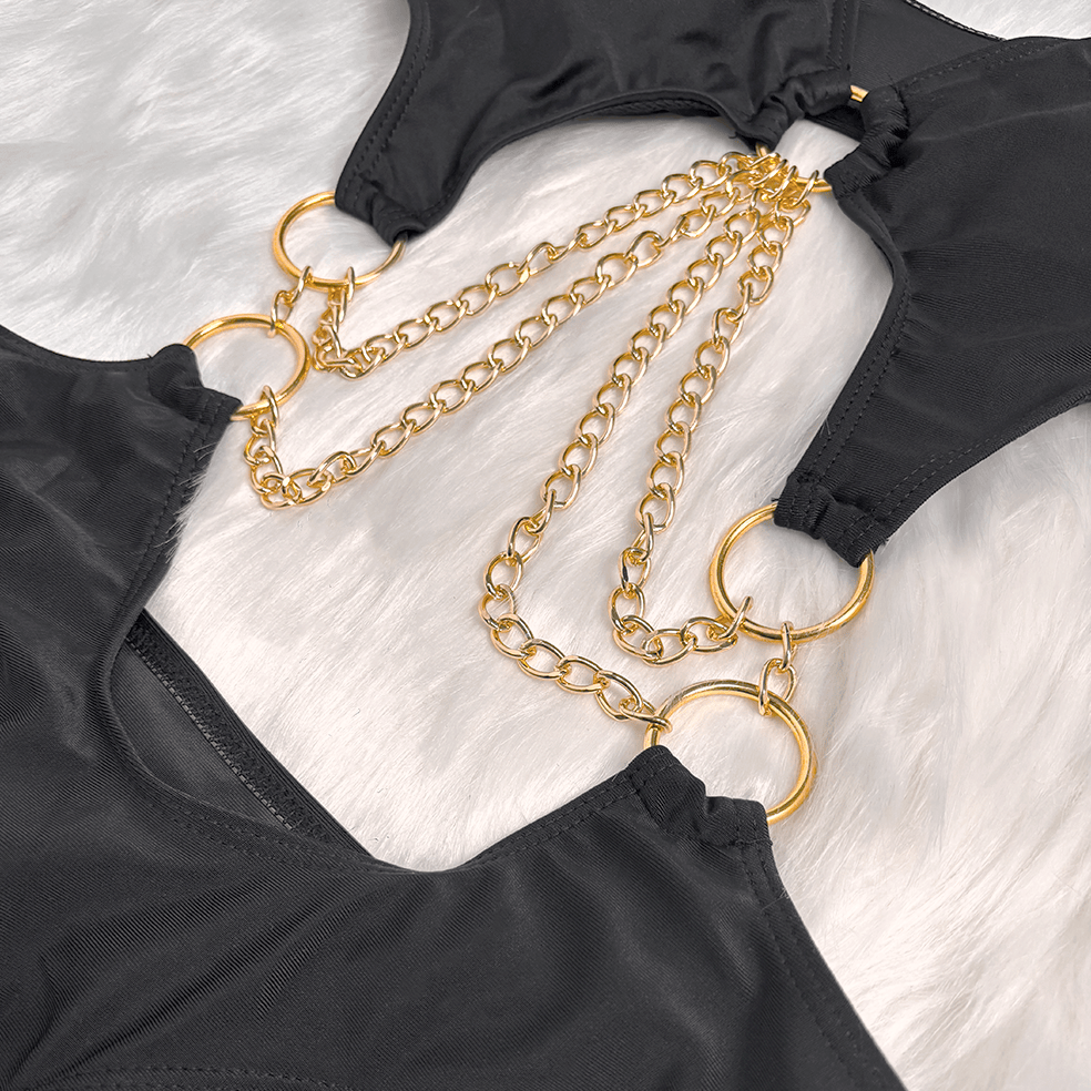 Kobine Women's Grunge Ring Chain Cutout Swimsuit